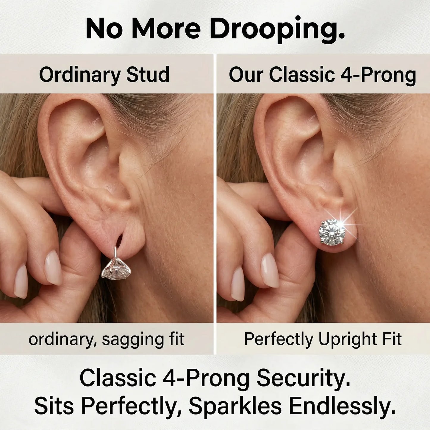 1-8 carats Classic Round Lab-Created Diamond Stud Earrings - Secure 4-Prong & Hypoallergenic