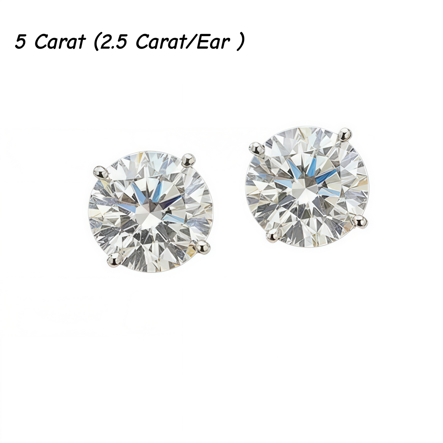 1-8 carats Classic Round Lab-Created Diamond Stud Earrings - Secure 4-Prong & Hypoallergenic