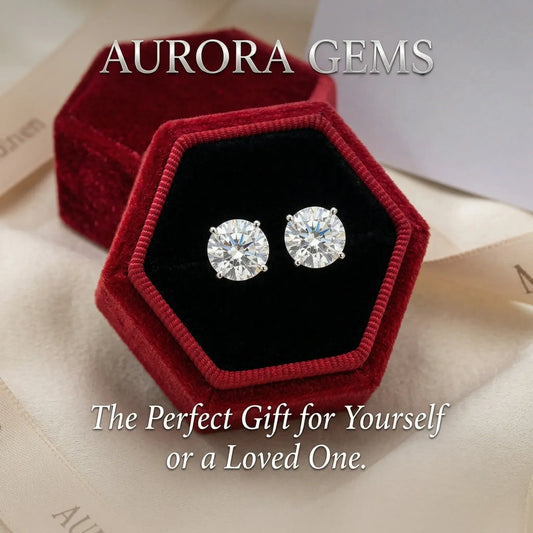 1-8 carats Classic Round Lab-Created Diamond Stud Earrings - Secure 4-Prong & Hypoallergenic