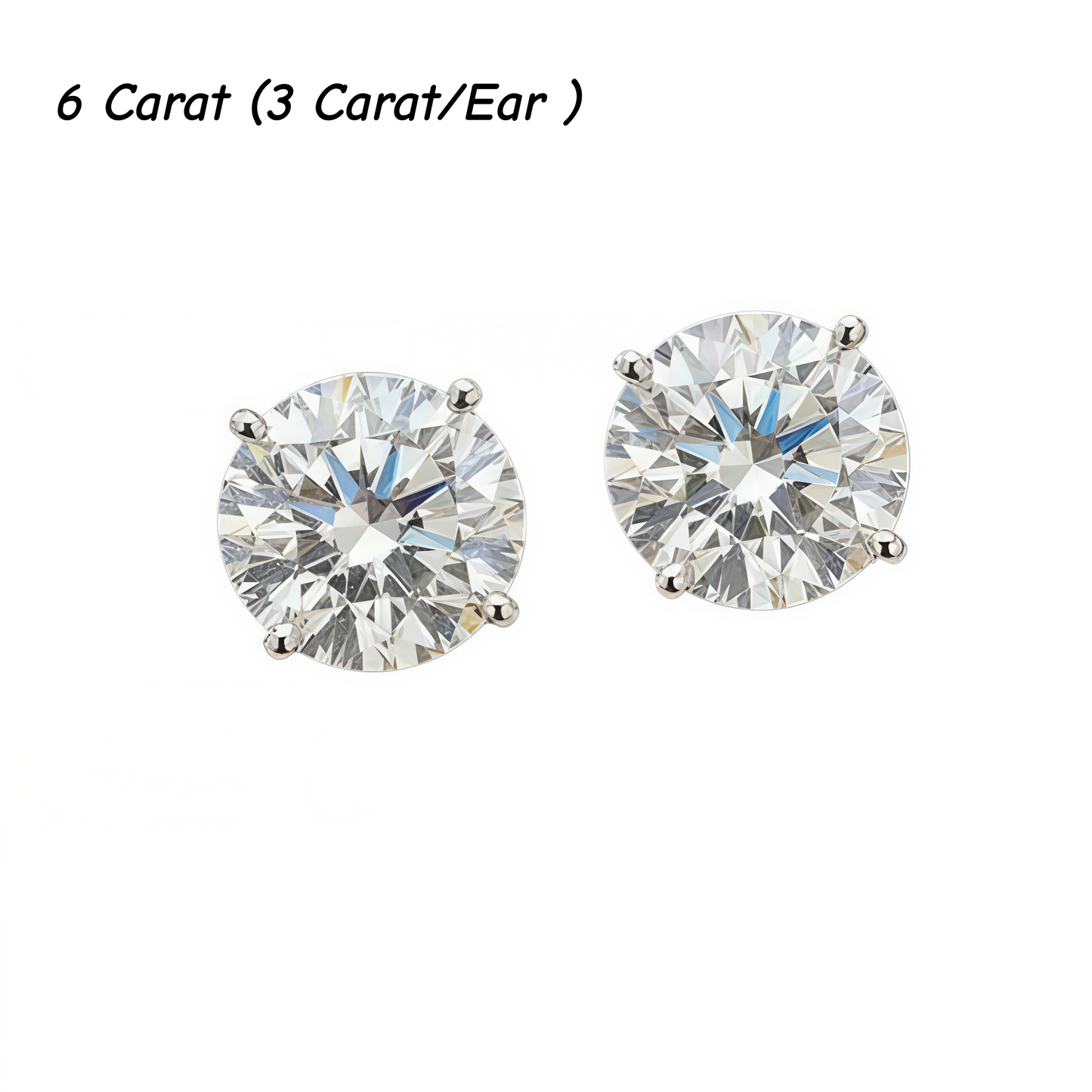 1-8 carats Classic Round Lab-Created Diamond Stud Earrings - Secure 4-Prong & Hypoallergenic
