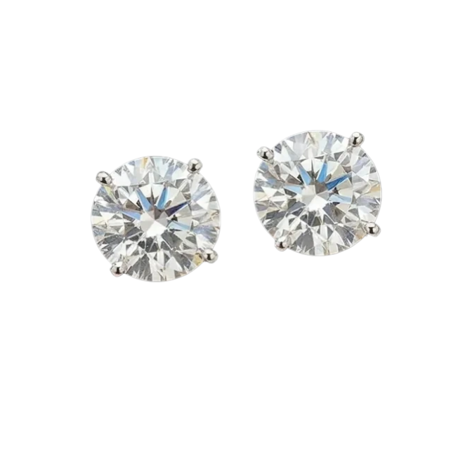 1-8 carats Classic Round Lab-Created Diamond Stud Earrings - Secure 4-Prong & Hypoallergenic