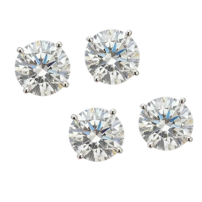 1-8 carats Classic Round Lab-Created Diamond Stud Earrings - Secure 4-Prong & Hypoallergenic