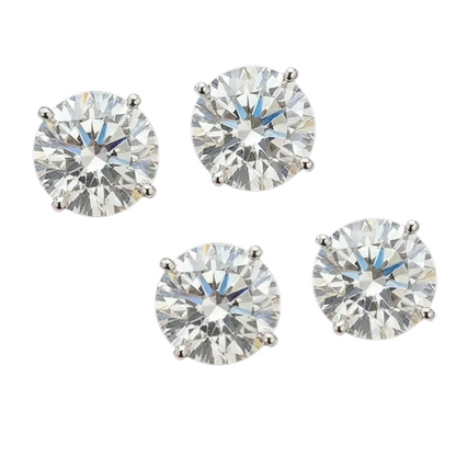 1-8 carats Classic Round Lab-Created Diamond Stud Earrings - Secure 4-Prong & Hypoallergenic