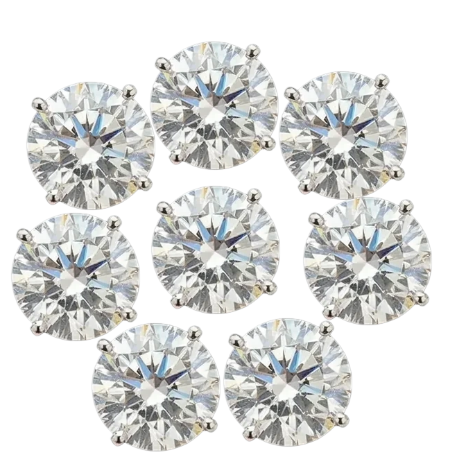 1-8 carats Classic Round Lab-Created Diamond Stud Earrings - Secure 4-Prong & Hypoallergenic